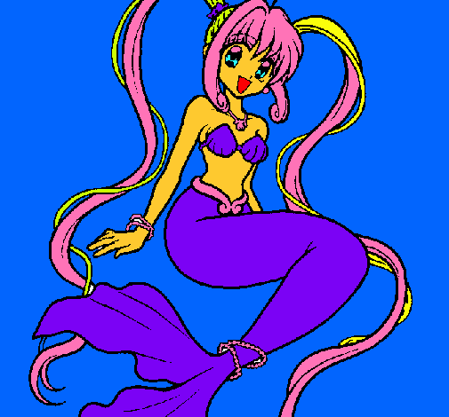 Dibujo Sirena con perlas pintado por robe