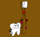 Dibujo Muela y cepillo de dientes pintado por saraia