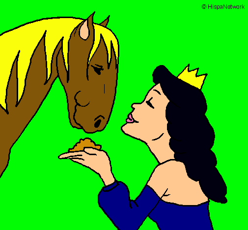 Dibujo Princesa y caballo pintado por karlap