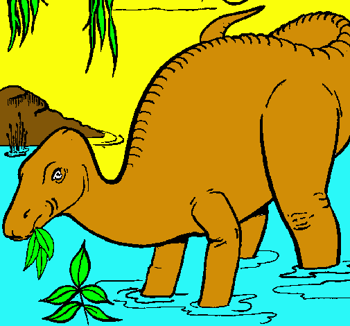 Dibujo Dinosaurio comiendo pintado por Lopez