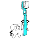 Dibujo Muela y cepillo de dientes pintado por jonatan