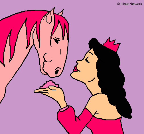 Dibujo Princesa y caballo pintado por lizdany