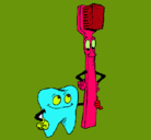 Dibujo Muela y cepillo de dientes pintado por ghhgbbcvghf