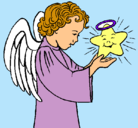 Dibujo Ángel y estrella pintado por chata