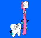 Dibujo Muela y cepillo de dientes pintado por vanecolps