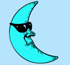 Dibujo Luna con gafas de sol pintado por amalia