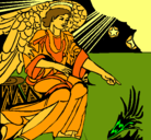 Dibujo Ángel del pesebre pintado por Liria