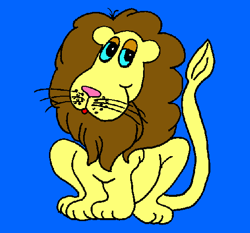 Dibujo León pintado por leoncitos