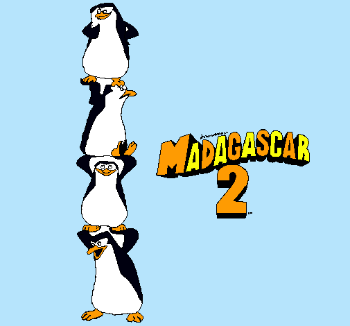 Dibujo Madagascar 2 Pingüinos pintado por anika