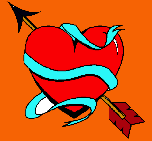 Dibujo Corazón con flecha pintado por bobesponja