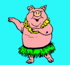Dibujo Cerdo hawaiano pintado por victor