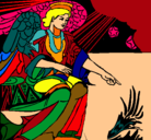 Dibujo Ángel del pesebre pintado por ANALIA