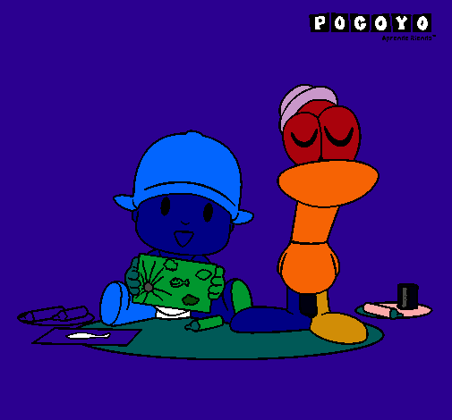 Dibujo Pocoyó y Pato pintado por sasa