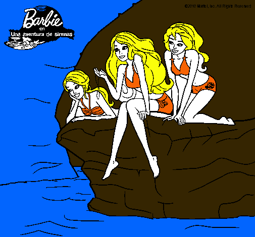 Dibujo Barbie y sus amigas sentadas pintado por tairuma