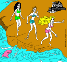 Dibujo Barbie y sus amigas en la playa pintado por indira