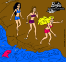 Dibujo Barbie y sus amigas en la playa pintado por toguani