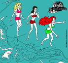 Dibujo Barbie y sus amigas en la playa pintado por JEENI