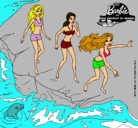 Dibujo Barbie y sus amigas en la playa pintado por dianita