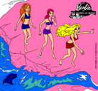 Dibujo Barbie y sus amigas en la playa pintado por klaudhia