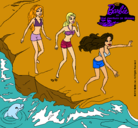 Dibujo Barbie y sus amigas en la playa pintado por edurnenieva