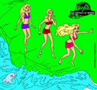 Dibujo Barbie y sus amigas en la playa pintado por geral