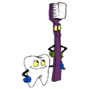 Dibujo Muela y cepillo de dientes pintado por KIMBERLY