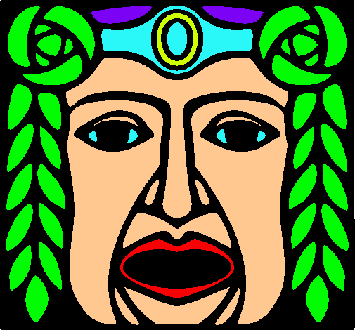 Dibujo Máscara Maya pintado por michelosa