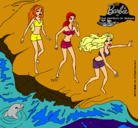 Dibujo Barbie y sus amigas en la playa pintado por DTT3