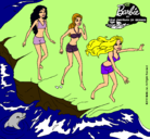 Dibujo Barbie y sus amigas en la playa pintado por miliTKM