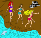 Dibujo Barbie y sus amigas en la playa pintado por LAMOLI 