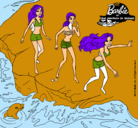 Dibujo Barbie y sus amigas en la playa pintado por quqy