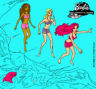 Dibujo Barbie y sus amigas en la playa pintado por yoquo