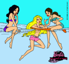 Dibujo Barbie y sus amigas pintado por Candelaria
