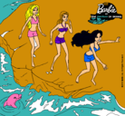 Dibujo Barbie y sus amigas en la playa pintado por lili486597