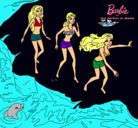 Dibujo Barbie y sus amigas en la playa pintado por niquito