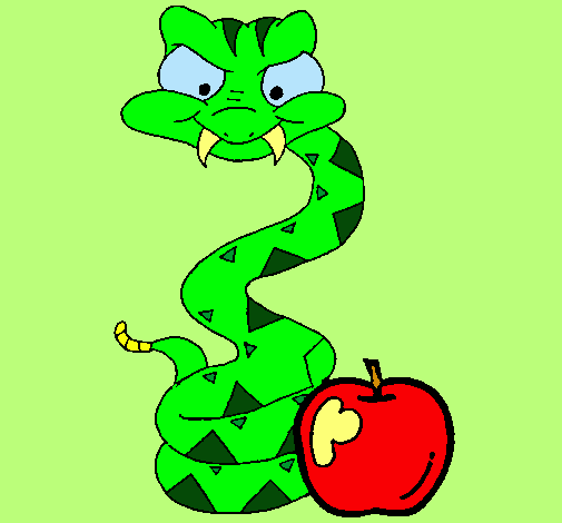 Dibujo Serpiente y manzana pintado por camila14