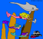 Dibujo Barbie nadando con sirenas pintado por Garbi