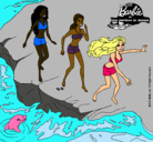 Dibujo Barbie y sus amigas en la playa pintado por shakira