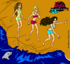 Dibujo Barbie y sus amigas en la playa pintado por jone
