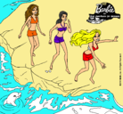 Dibujo Barbie y sus amigas en la playa pintado por juana