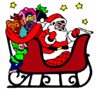 Dibujo Papa Noel en su trineo pintado por LUCHI