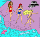 Dibujo Barbie y sus amigas en la playa pintado por aidacarmonapere