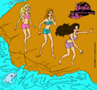 Dibujo Barbie y sus amigas en la playa pintado por nicoles