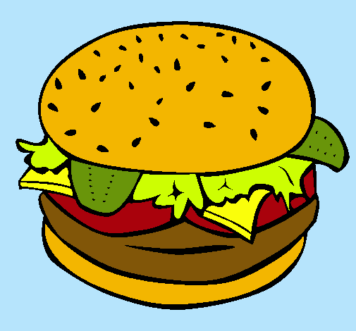 Dibujo Hamburguesa completa pintado por paternera