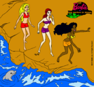 Dibujo Barbie y sus amigas en la playa pintado por keshy