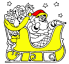 Dibujo Papa Noel en su trineo pintado por lo lito
