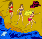 Dibujo Barbie y sus amigas en la playa pintado por mada