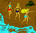Dibujo Barbie y sus amigas en la playa pintado por AZNALMARA