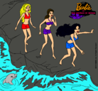 Dibujo Barbie y sus amigas en la playa pintado por hitlot78