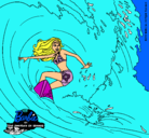 Dibujo Barbie practicando surf pintado por ainamartorellm